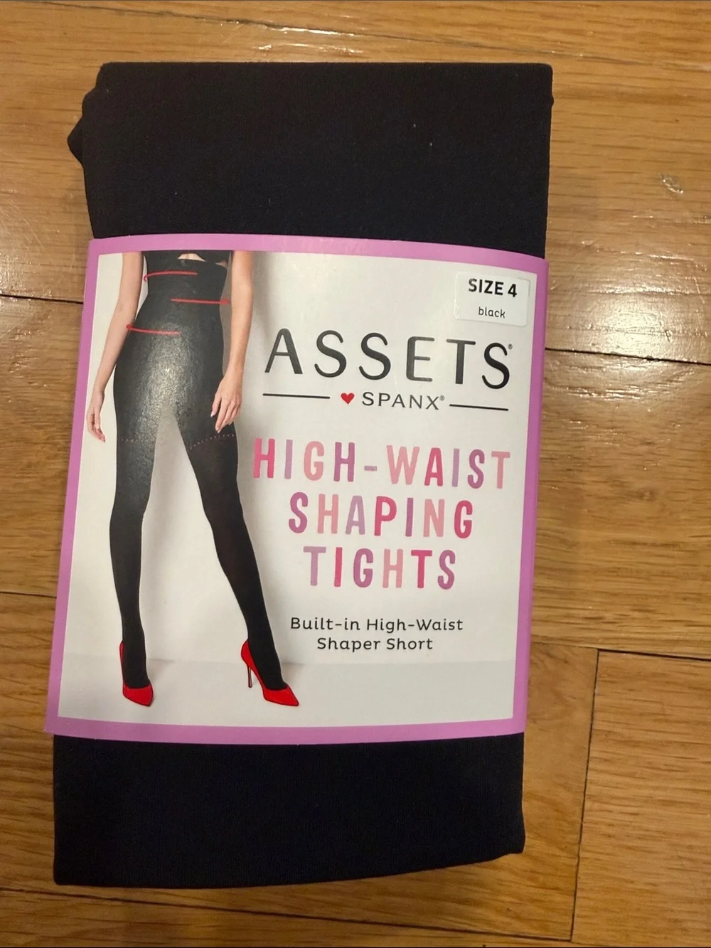 NWT. Assets by Spanx black high-waist shaping tights size 4 .